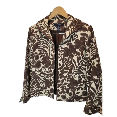 Jones Wear Wms Sz 8 Beige Brown Skirt and Jacket Suit Braided tassel Belt 1261 - Image 1 of 4