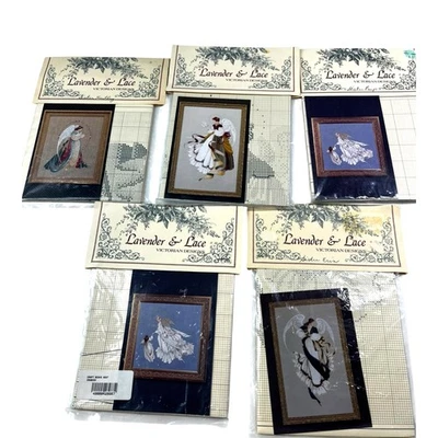 Lot of 5 NEW Lavender & Lace Victorian Designs Angel Cross Stitch Patterns - Image 1 of 4