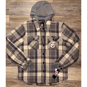 NWT Men's Pittsburgh Steelers G-III Plaid Jacket w/ Hood  - Medium - Picture 1 of 7