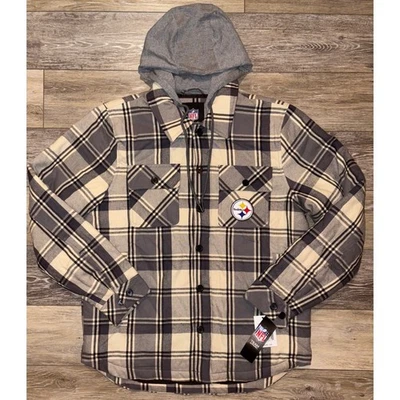 NWT Men's Pittsburgh Steelers G-III Plaid Jacket w/ Hood  - Medium - Image 1 of 4