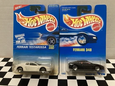 Lote de 2 tarjetas azules Hot Wheels Ferrari de colección nuevas en paquete (#443, #497) Testarossa, 348 Foto 1 de 4