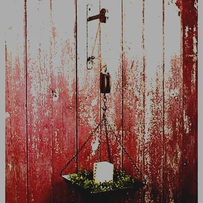 Rustic Hanging large  Tray with Pulley - Image 1 of 4