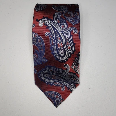 Corbata Yorke Roundtree 100 % seda cachemira azul rojo 58,5" X 3,5" Foto 1 de 4