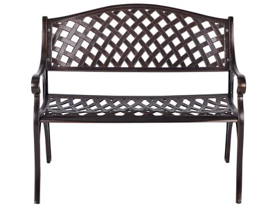 BELIANI Französische Gartenbank Aluminium braun 104 cm mit hoher Rückenlehne Staggia