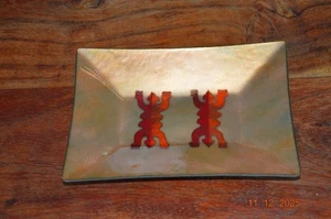 Vintage Emaille Kupfer rechteckige Schale signiert Handarbeit Bovano of Cheshire Conn - Bild 1 von 8