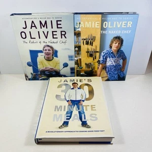 3 Lot Jamie Oliver -30 Minute Meals, The Naked Chef, Return of the Naked Chef - Picture 1 of 11