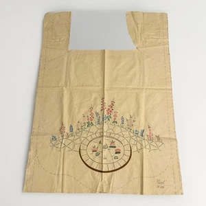 Vintage Unfinished Stamped Linen Apron Embroidery Waterlily Pond Garden (t56) - Picture 1 of 13