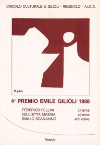 33-37C) REGGIOLO CIRCOLO PREMIO GILIOLI 1988 FEDERICO FELLINI NANNI TEDESCHI - Bild 1 von 2