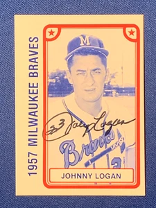 JOHNNY LOGAN SIGNED COMMEMORATIVE BASEBALL CARD 1957 MILWAUKEE BRAVES PSA DNA - Picture 1 of 4