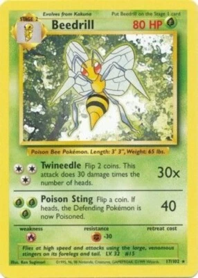 Pokémon TCG - Beedrill 17/102 - Rare Unlimited - Base Set Unlimited [Near Mint] - Image 1 of 3