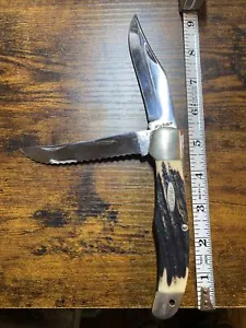 Kabar Bone 2 blade folding hunter hard To find-serrated 2nd blade - Picture 1 of 9