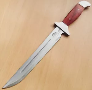 25cm AK47 Style Fixed Blade Knife Machete Full Tang Wood Handle Leather Sheath - Picture 1 of 10