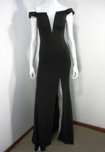 BRAUT NEU MIT ETIKETT SCHULTERFREI OFFENER AUSSCHNITT FORMELL ABSCHLUSSBALL PARTY COCKTAIL GRÖSSE 2 SCHWARZ - Bild 1 von 12