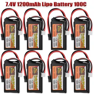 Batteria Lipo 7.4V 100C 1200mAh SM Spina Polimero di Litio per RC Auto Barca Aereo - Foto 1 di 37