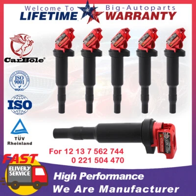 Paquete de 6 bobinas de encendido 0221504470 para BMW Serie 3 5 128 328 535i 550i 750i Foto 1 de 4