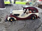 Vintage Solid Wood Handcrafted Classic Car Collectible 8" Painted Wooden Vehicle