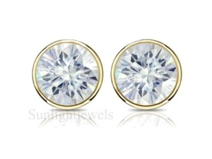 7 Ct Certified Treated Off-White Diamond Solitaire Studs 925 Silver Great Shine - Picture 1 of 6