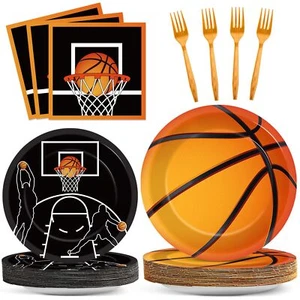 200 Pieces Basketball Party Supplies Basketball Plates Napkins Sports Theme T... - Picture 1 of 8