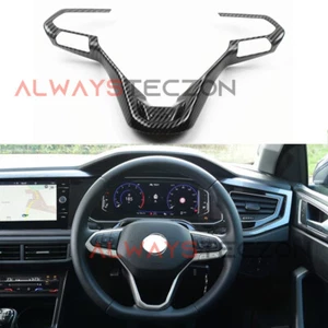 Carbon Fiber Style Steering Wheel Cover Trim Accessories For VW Taos 2022 2023 - Picture 1 of 5