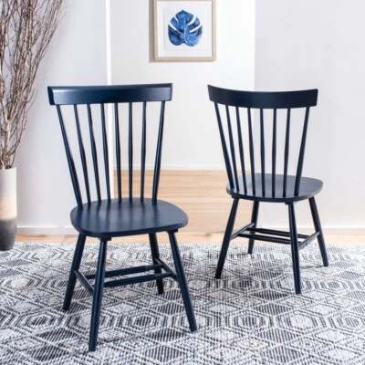 SAFAVIEH Parker 17''H Spindle Dining Chair Set of 2 | Navy | - Image 1 of 4