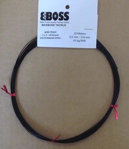STAINLESS STEEL 316 WIRE TRACE BLACK NYLON COATED 10 mtr roll 7 X 7 0.8 mm - Picture 1 of 1