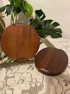 Vintage Japanische Holz Mid Century Runde Untersetzer Set Topf Untersetzer Halter - Bild 1 von 9