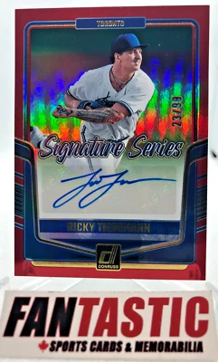Ricky Tiedemann Auto RED /99 #SS-RT 2024 Donruss Signature Series Blue Jays - Image 1 of 2