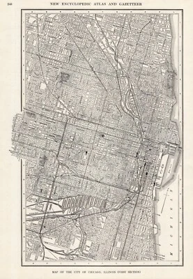 1909 Antique CHICAGO Illinois Street Map City Map of Chicago Wall Art #1867 - Image 1 of 4