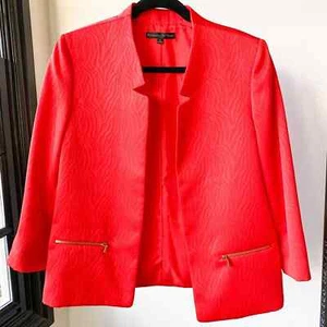 PRESTON & YORK Scarlet Red Zebra Open Blazer sz 8 - Picture 1 of 9