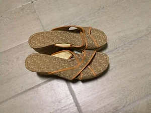 Michael Kors Monogram Canvas platform iconic cork wedge sandal size 9-1/2" - New - Picture 1 of 5