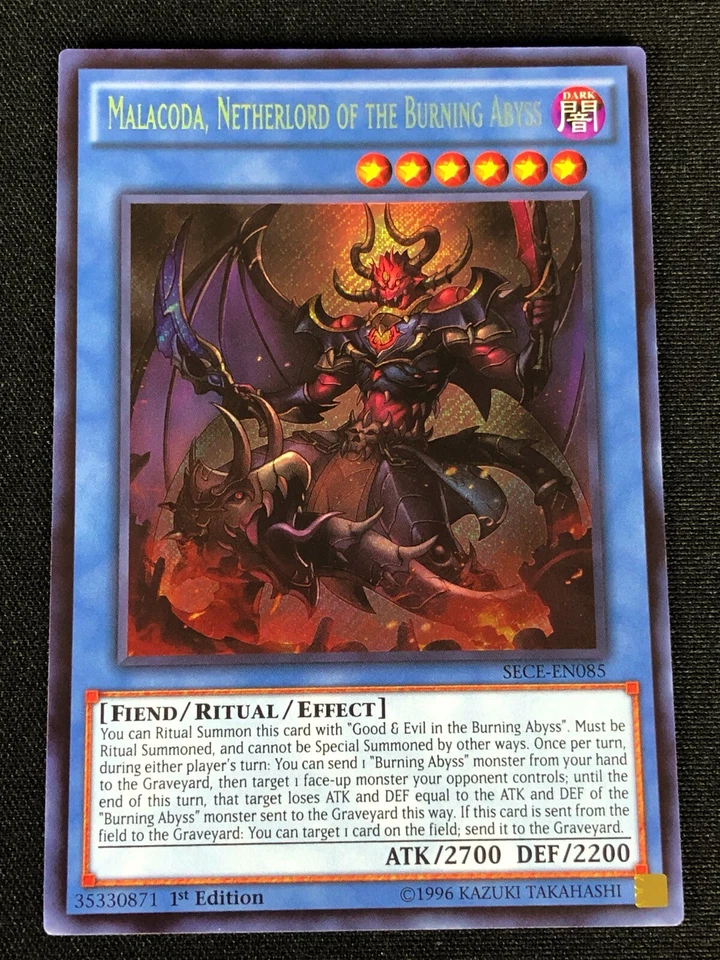 YUGIOH MALACODA NETHERLORD OF THE BURNING ABYSS SECE-EN085 1ST SECRET (NM) - Image 1 of 1