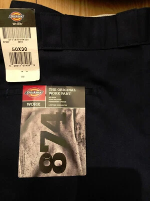 Dickies 874 Original Fit Work Pants Navy Blue 50x30 Flat Front Free Shipping NEW - Image 1 of 4