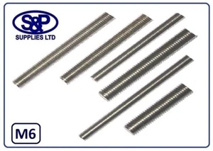 BARRA FILETTATA ACCIAIO INOX 6MM (M6-6mm) borchia 100mm fino a 350mm lunghezza metrica - Foto 1 di 3