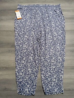 Pantalones Jessica Simpson Adulto 2XL Floral Azul Blanco Tirar de la Luz para Mujer Foto 1 de 4