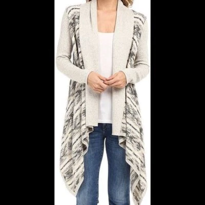 Cárdigan Suéter Lucky Brand Cascada Frente Abierto Azteca Boho Asimétrico L Foto 1 de 4