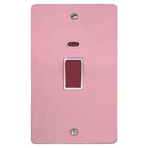 Interruptor de cocina G&H FGP28W placa plana rosa brillante 45 amperios DP y placa vertical de neón - Imagen 1 de 1