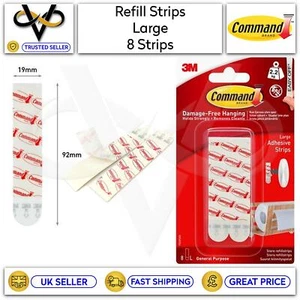3M Command Large Refill Strips White 2.2 kg Holding Capacity Pack Of 8 - Picture 1 of 1