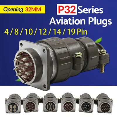 P32 Screw Type Aviation Plug / Socket Round Multipole Connector Bulkhead Solder - Image 1 of 4