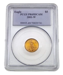 2001-W Gold American Eagle Proof Graded by PCGS as PR69DCAM - Picture 1 of 4