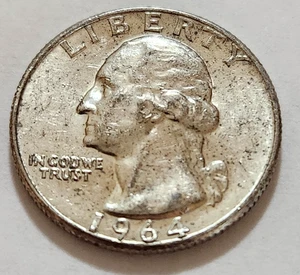 AU CH 1964 D Washington Quarter 25c 90% plata (W260) - Imagen 1 de 4