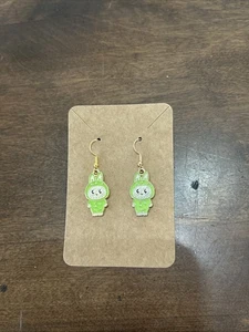 Hypoallergene Ohrhänger grüne Energie Monster Trendy Ikone goldfarben - Bild 1 von 3