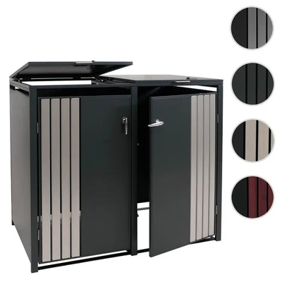 2er-Mülltonnenverkleidung HWC-O67, Mülltonnenbox Deckel Metall 122x132x84cm 53kg - Bild 1 von 4