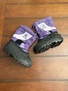 Kamik Toddler Girl’s Size 8 Purple Black Winter Lined Snow Boots Slip On EUC - Picture 1 of 5