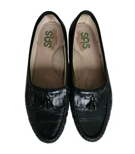 SAS Women's Tripad Comfort Black Leather Kiltie Tassel Slip-On Loafer Size 9 ½ M - Picture 1 of 11