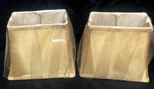 Vintage Rectangle Cut Corner Gold Lamp Shades Set of 2, 9”x7.5”x 4”New Old Stock - Picture 1 of 9