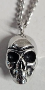 Collar Colgante Calavera Acero Inoxidable 26" Cadena Eslabón Ovalado 3.5mm Gótico Motociclista - Imagen 1 de 5