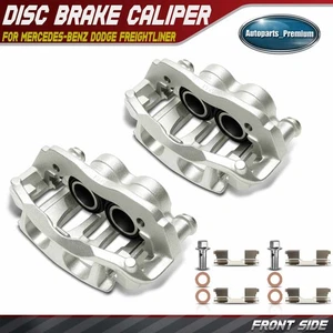 2x Front Side Brake Caliper with Bracket for Mercedes-Benz Dodge Freightliner - Picture 1 of 8