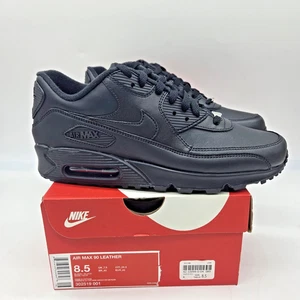 NIKE AIR MAX 90 LEATHER BLACK-BLACK "ALL BLACK" SZ 8.5 [302519-001] - Bild 1 von 8