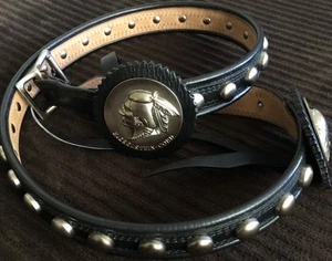 Kieselstein -Cord Native American Motif Studded Black Leather Belt Size L - Picture 1 of 13