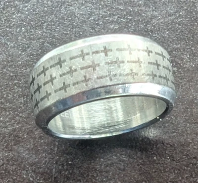 Anillo de acero inoxidable giratorio/anillo rodante cruces cruz religión talla 6,5 Foto 1 de 4